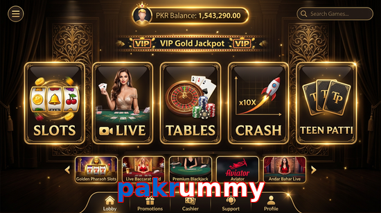 Main screen of Pakrummy casino page for PK players